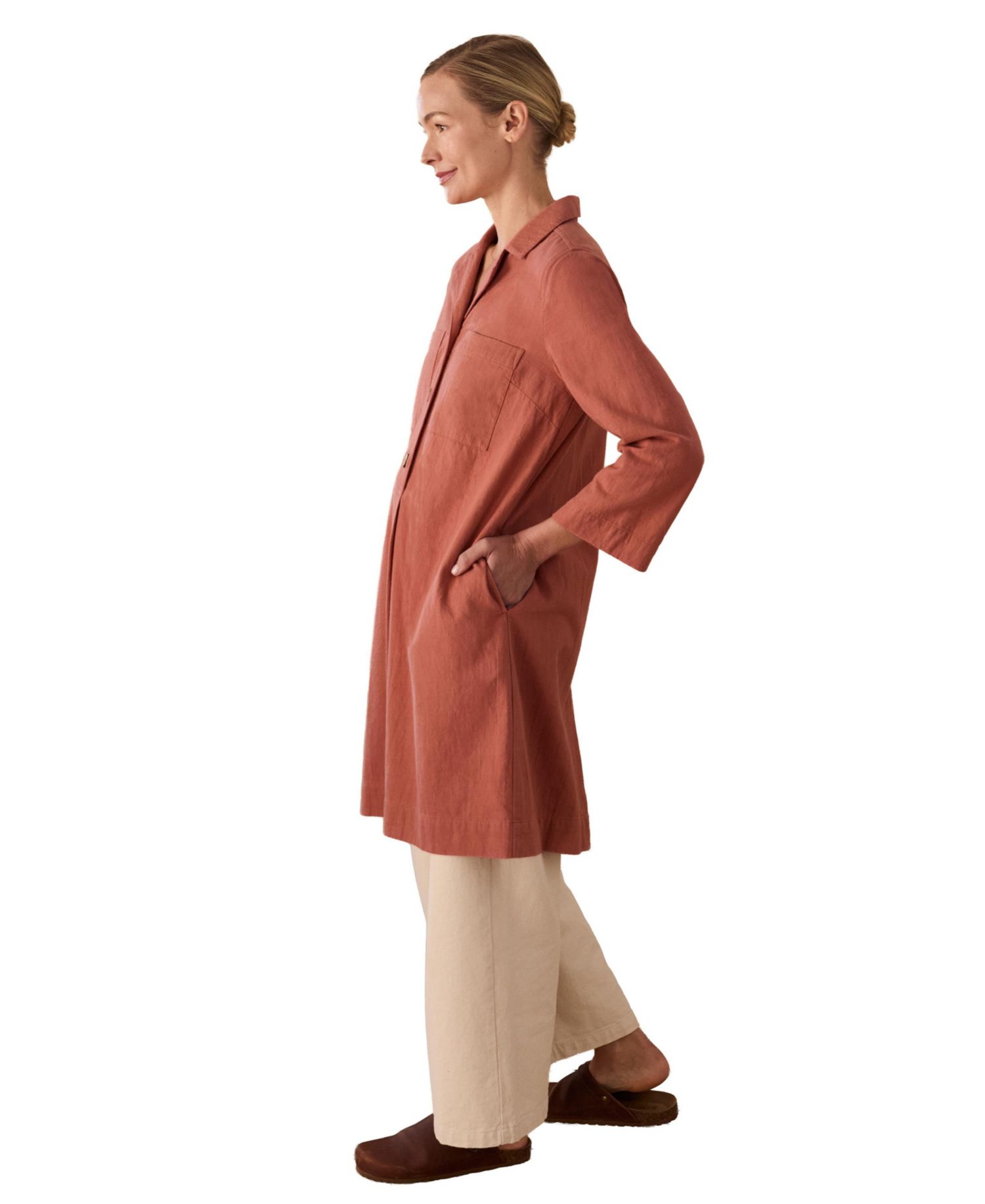 Women's Placket Detail Knee Length Dress