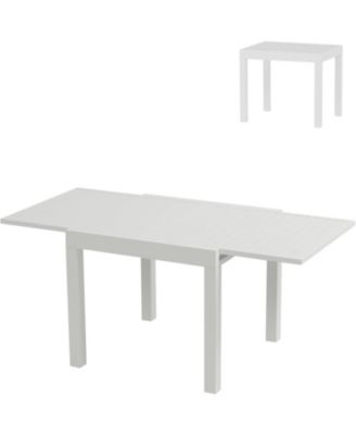 Expandable Patio Table for 4-6 Persons, 31.5"-63" Extendable Outdoor Dining Table Set, Aluminum Slat Frame