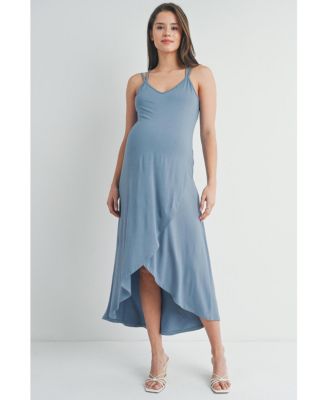 Maternity Sleeveless High-Low Midi Dress with Crisscross Back