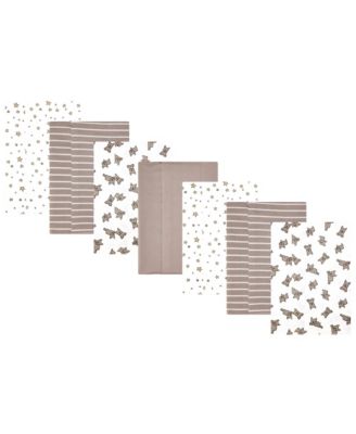 Infant Cotton Poly Flannel Burp Cloths 7-Pack, French Bulldog Stars, One Size
