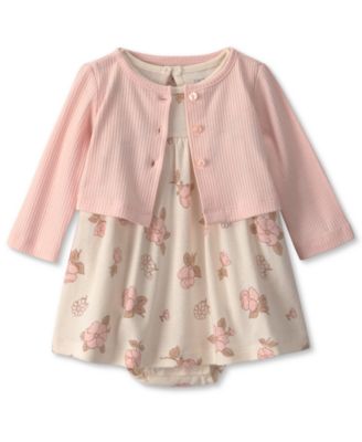Baby Girls' Floral Dress and Cardigan, 2-Piece Set