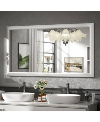 55" x 30" Inch Thick Metal Framed Wall Mirrors for Bedroom, Rectangle Wall-Mounted Mirrors