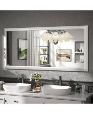 60" x 28" Inch Thick Metal Framed Wall Mirrors for Bedroom, Rectangle Wall-Mounted Mirrors