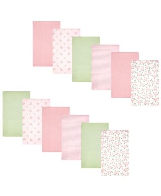 Girl Cotton Poly Flannel Burp Cloths Bundle 12-Pack, Sweet Little Floral, One Size