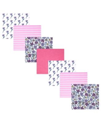 Girl Cotton Poly Flannel Receiving Blankets Bundle, Begonia Pink Floral, One Size