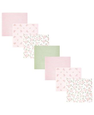 Girl Cotton Poly Flannel Receiving Blankets Bundle 7-Pack, Sweet Little Floral, One Size