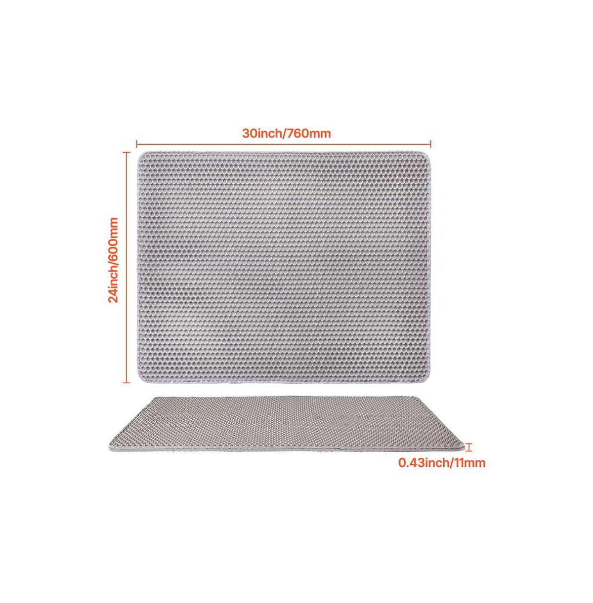 Sugift Cat Litter Mat 30 x 24 in Double-Layer Litter Box Mat Non-Slip and Urine-Proof