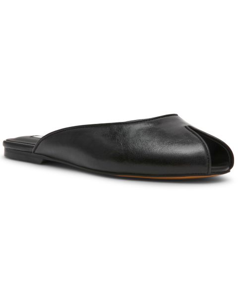 Женские слипоны-балетки Steve Madden Bloss с открытым носком, цвет: Чёрный кожаный