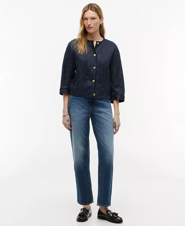 Women's Linen Nautical Stripe Blouse - thumbnail 2