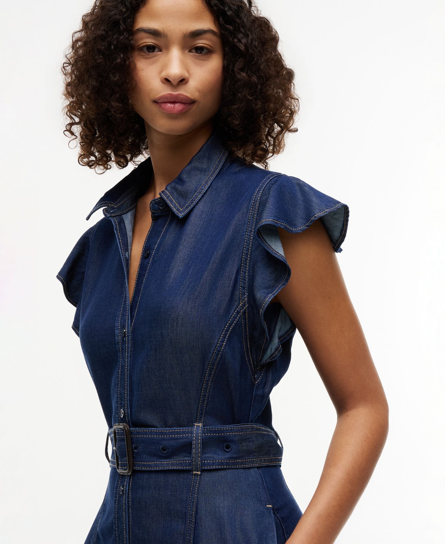 Women's Collar Short-Sleeve Midi Dress
