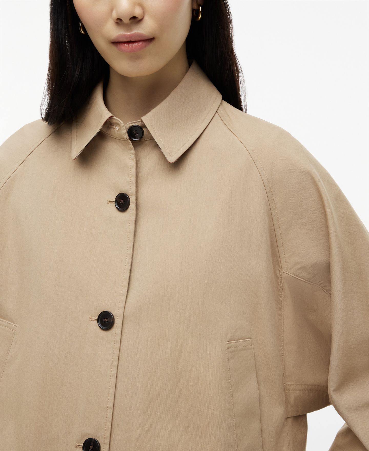 Женская куртка Tommy Hilfiger Cotton Collared Long-Sleeve Jacket, цвет: Верблюжий — фото 3