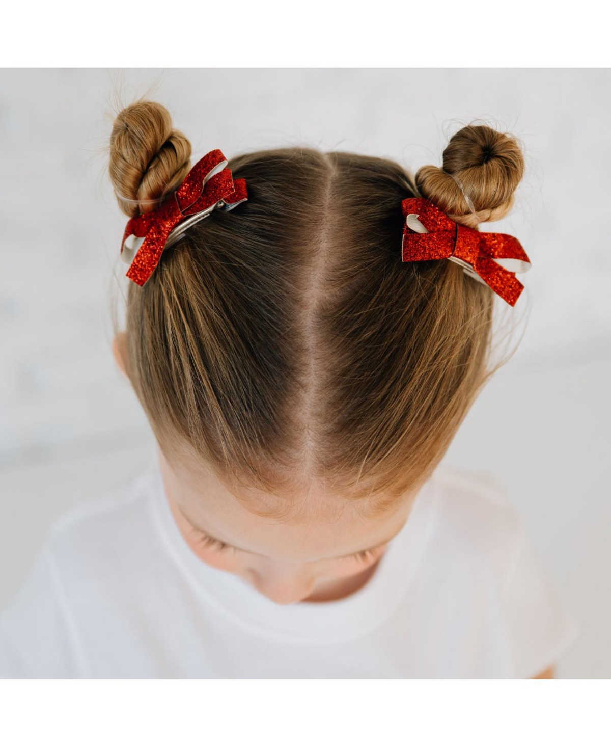 Sweet Wink Little and Big Girls Red Glitter Bow Clip Set