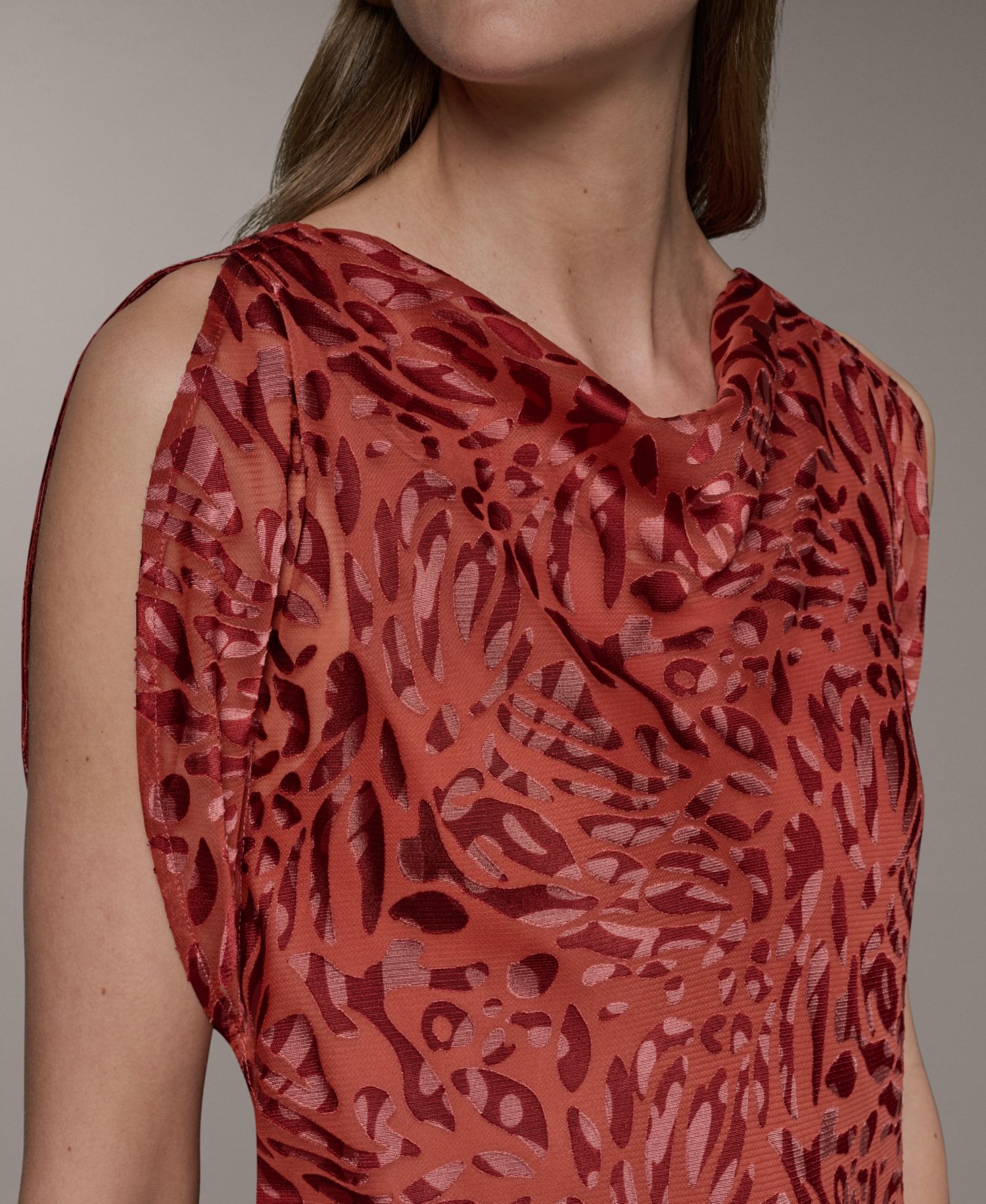 Petite Printed Cowl Neck Top