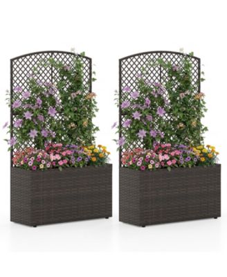  Raised Garden Bed Trellis Wicker Planter Box Privacy Screen