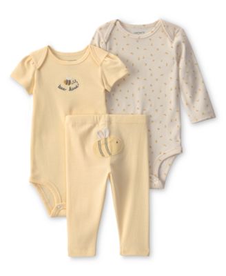 Baby Girls' Crewneck Bodysuit and Pants, 3-Piece Set