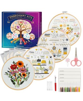 Embroidery Kit Beginner Practice Patterns Hand Stitching Craft DIY Sewing Box