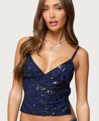 Women's Pia Sequin Floral Backless Top