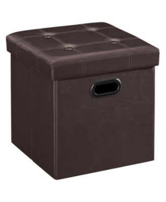 Modern Storage Footstool Ottoman with Grommet Handles for Home Use