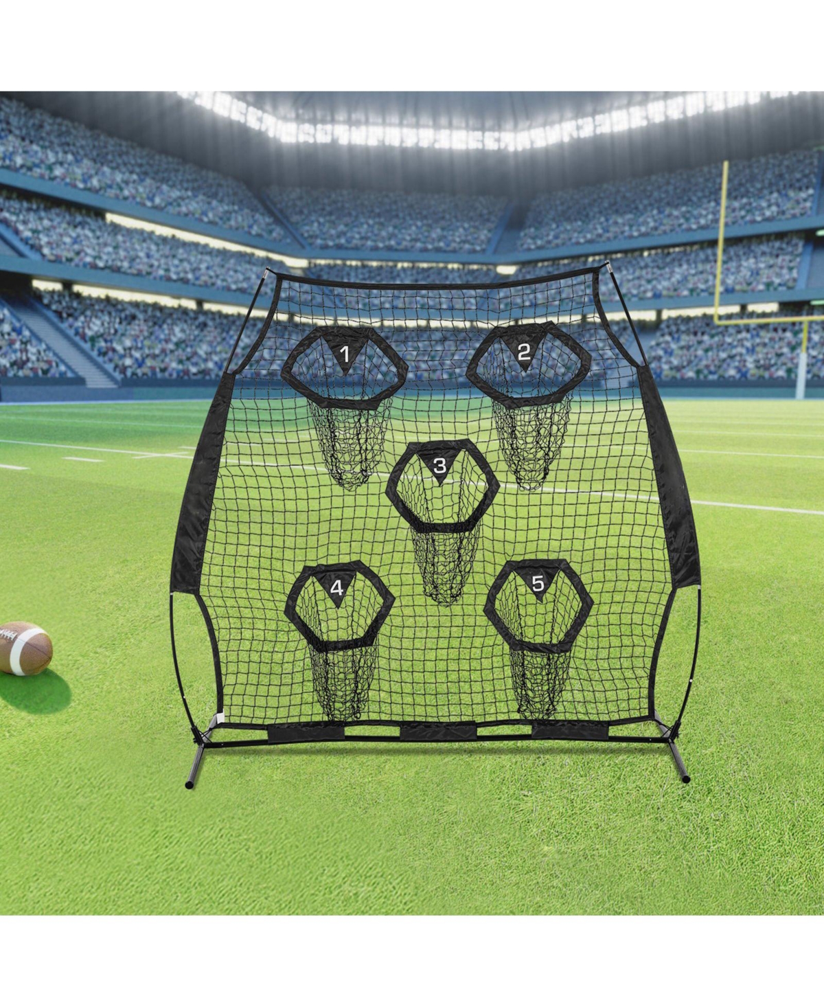 Mecale 6 x 6 Ft Football Throwing Net with 5 Pockets