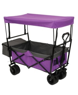 480lbs Collapsible Storage Wagon Utility Carts w/ Mosquito Net, Ice Pack, Removable Canopy