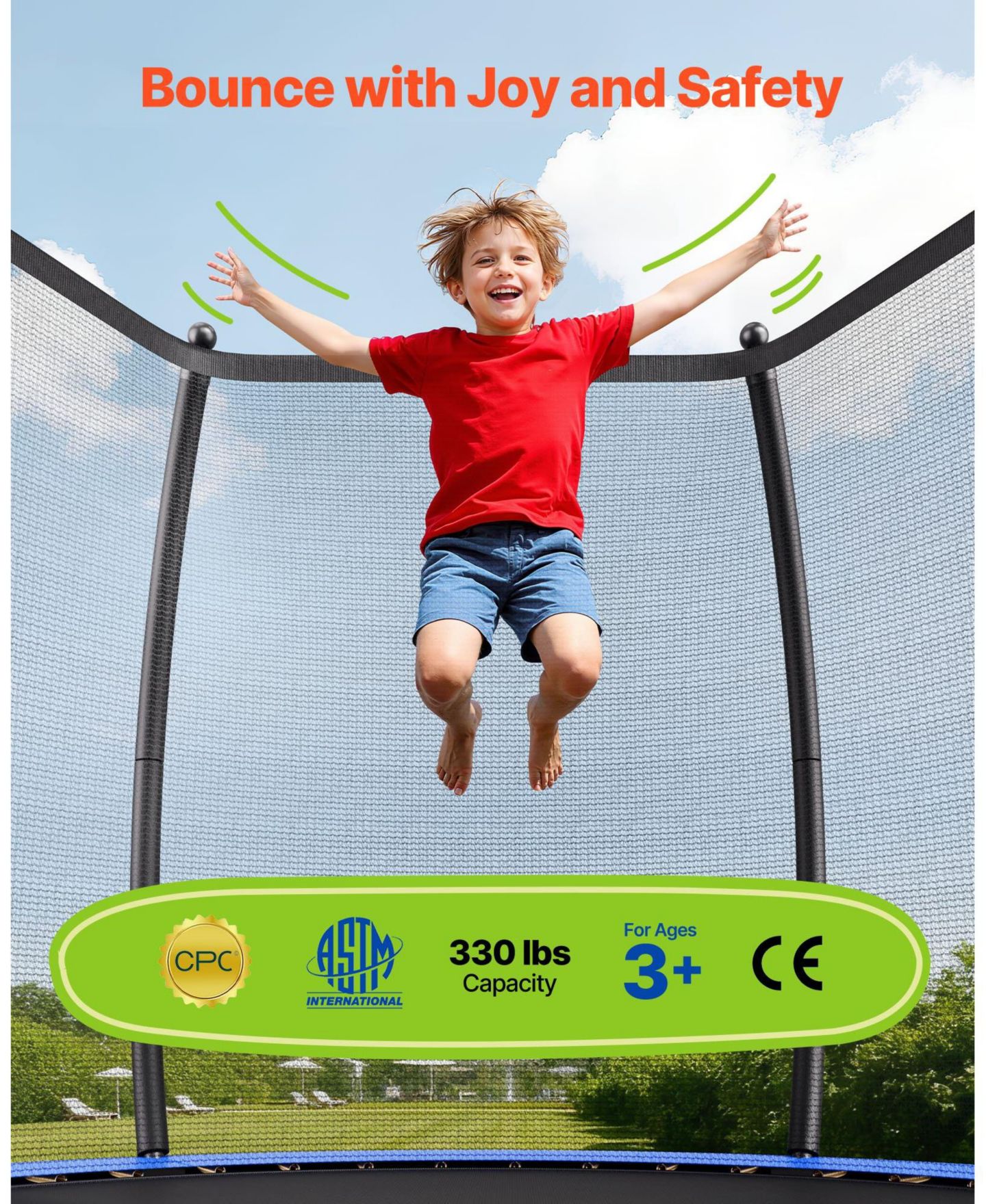 Детская игрушка Mecale 10 FT Recreational Trampoline with Safety Net Thickened Pad, цвет: Синий — фото 6