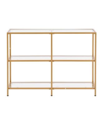 3-Tier Glass Console Table Rectangle Sofa Side Table with Anti-Tip Device