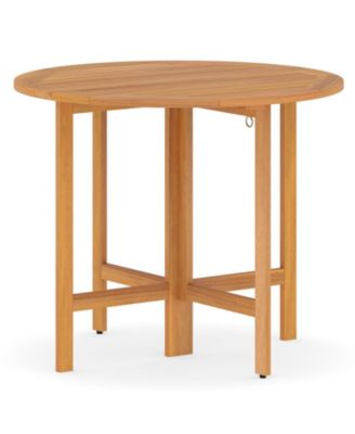 36 in Outdoor Folding Round Dining Table with Slatted Tabletop
