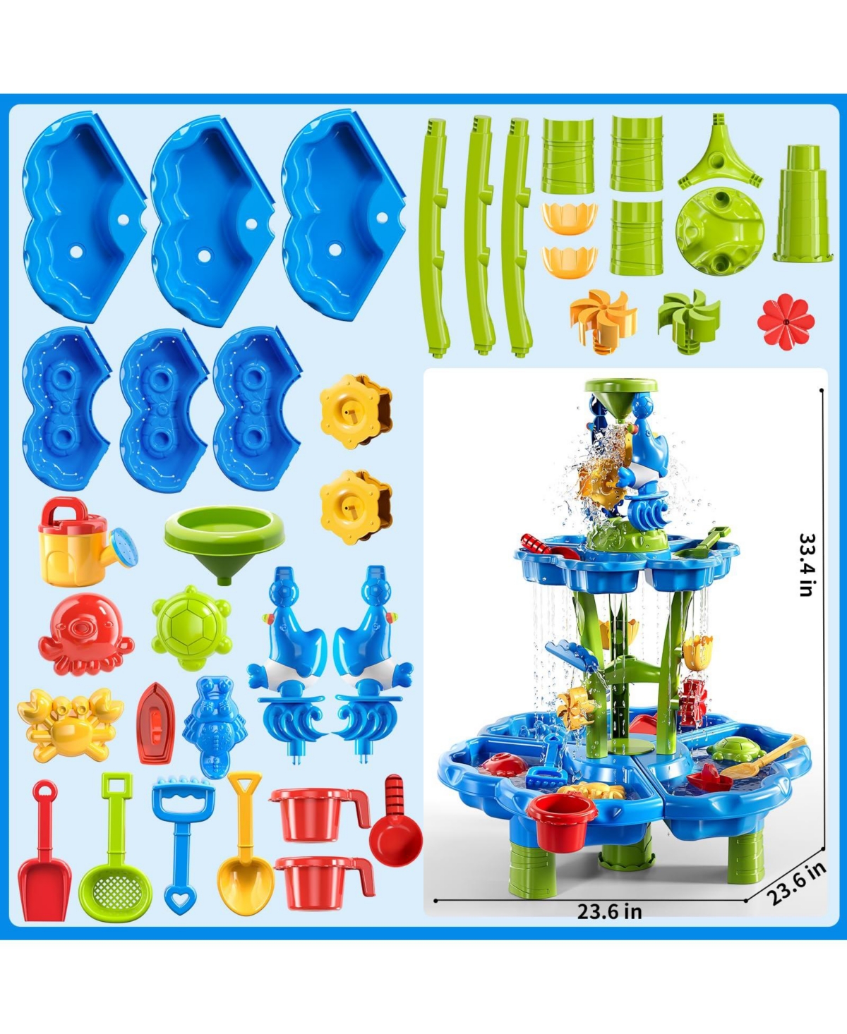 Gnuadz 2-Tier Water Table Kids Sand Sensory Play Outdoor Toy