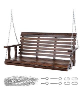 Wooden Porch Swing Bench with Hanging Chains 880 lb Capacity