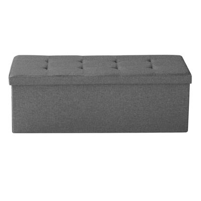 Foldable Storage Ottoman Bench End of Bed with Side Bags