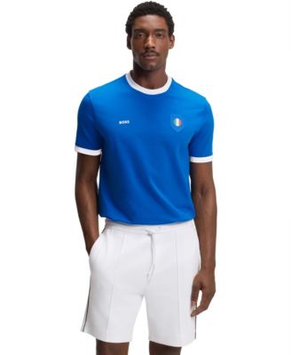 Men's Stretch-Cotton Italy Country Flag Logo T-Shirt