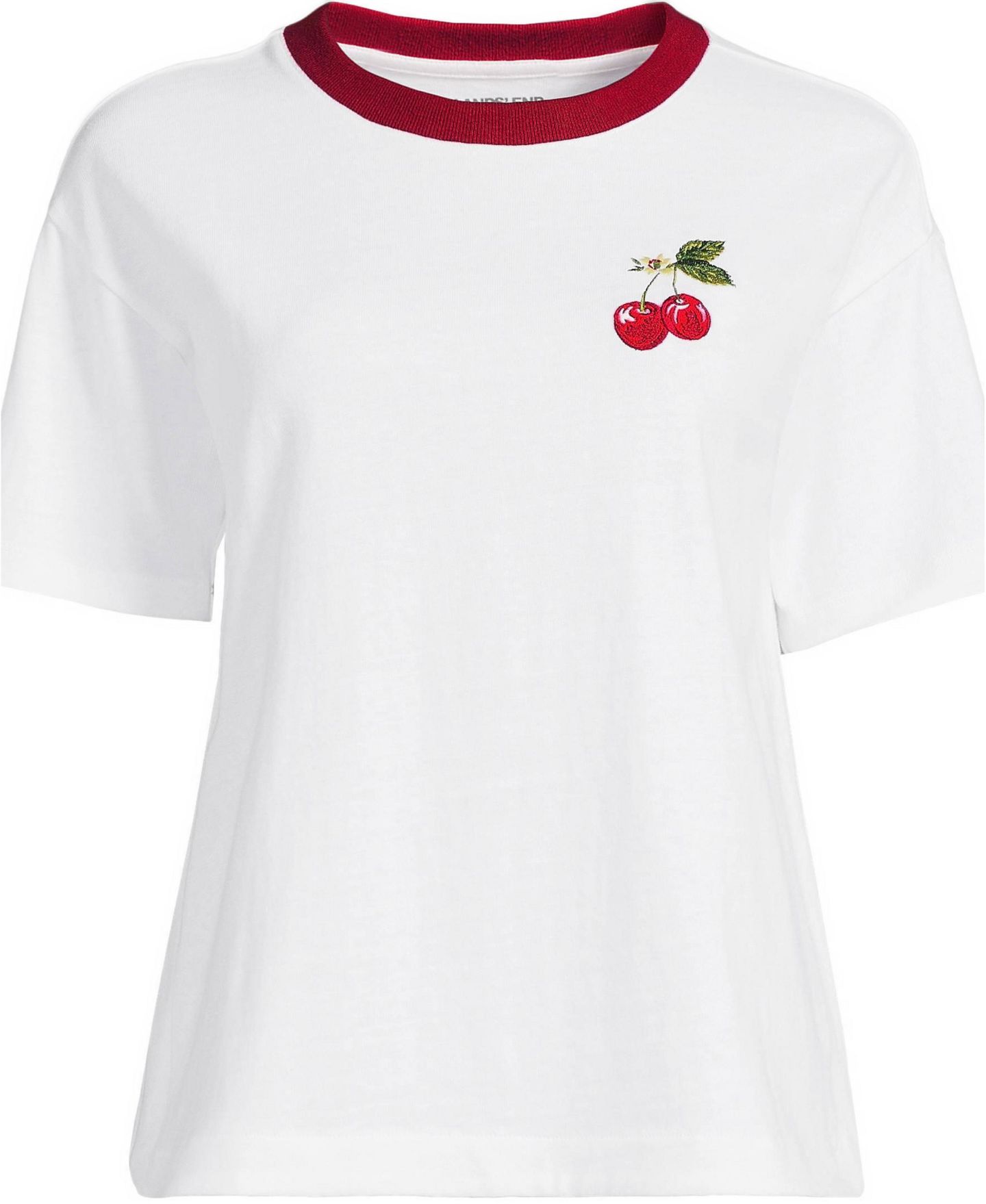 Женская футболка Lands' End Short Sleeve Mariner, цвет: Cherries / Белый — фото 3