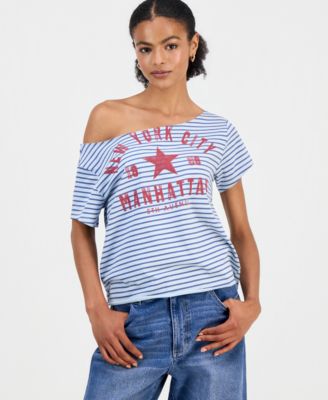 Juniors' Wide-Neck New York City T-Shirt