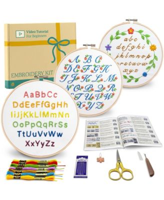 3 Set Alphabet Letter Embroidery Kit Beginners Practice Sets