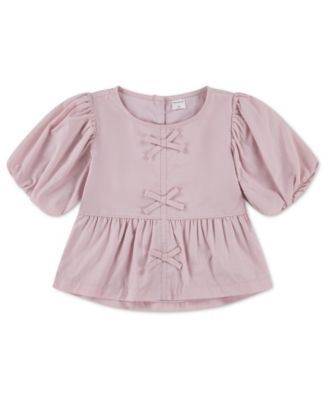 Toddler Girls' 2T-5T Bow-Detail Puff-Sleeve Top