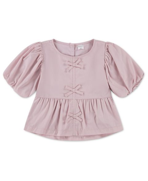 Топ abercrombie kids Bow-Detail Puff-Sleeve Top для девочек-малышей, цвет: Розовый
