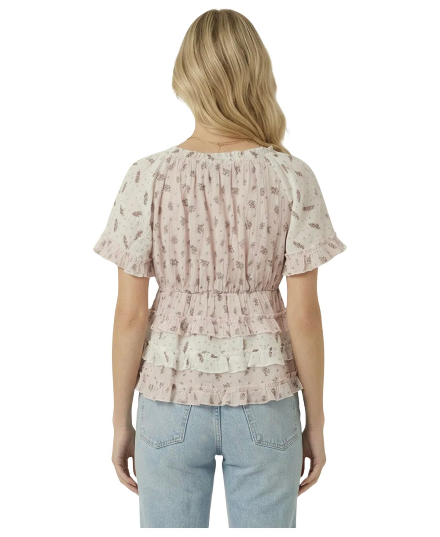 Женский топ Modenaire Floral Tie-Neck Ruffle Peplum, цвет: Розовый — фото 2