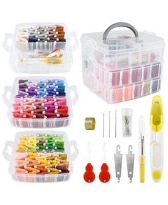 Embroidery Floss Kit Cross Stitch Thread Bracelet String DIY Crafts Tools Organizer Box
