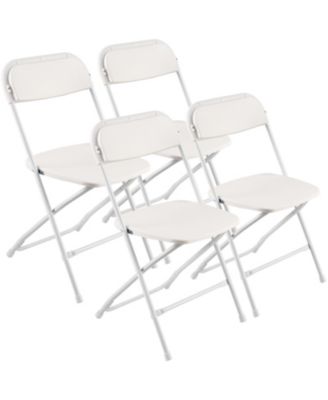 Plastic Folding Chairs Pack of 4 with Metal Frame, 350 lb Capacity Each