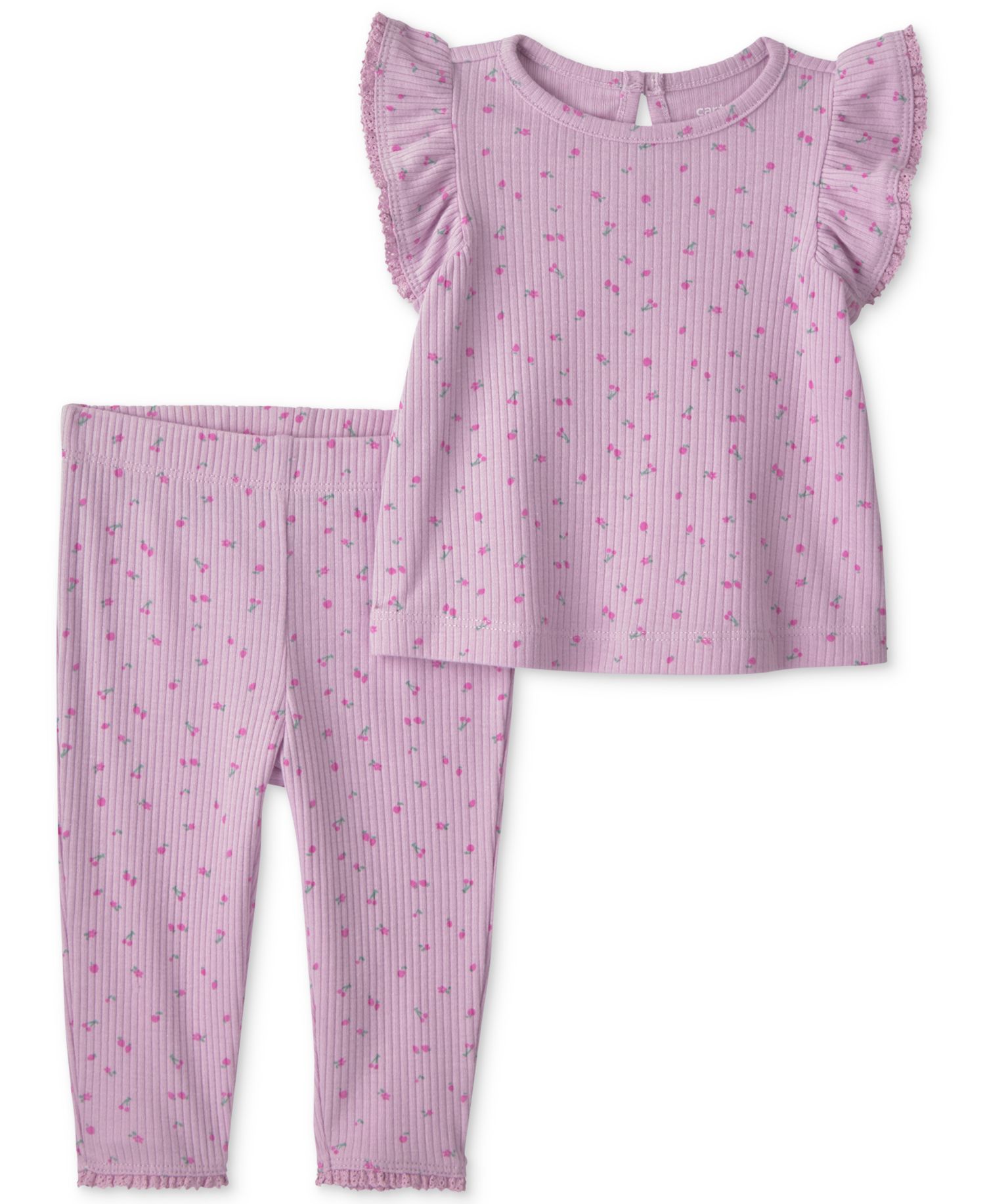 Baby Girls' Cherry Short-Sleeve Top and Pant, 2-Piece Set
