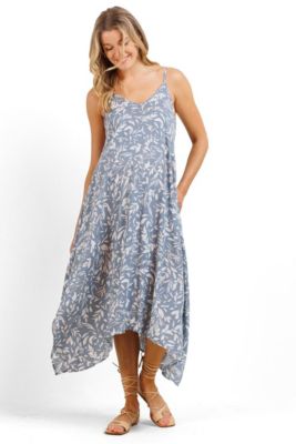 Maternity Floral V-Neck Spaghetti Strap Midi Dress with Pockets