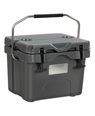 16-Quart 24-Can Portable Insulated Ice Cooler with 2 Cup Holders, Lightweight Camping Chest
