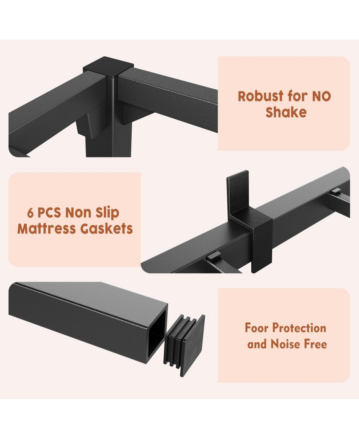 homfan 16 Inch Heavy Duty Metal Platform Bed Frame