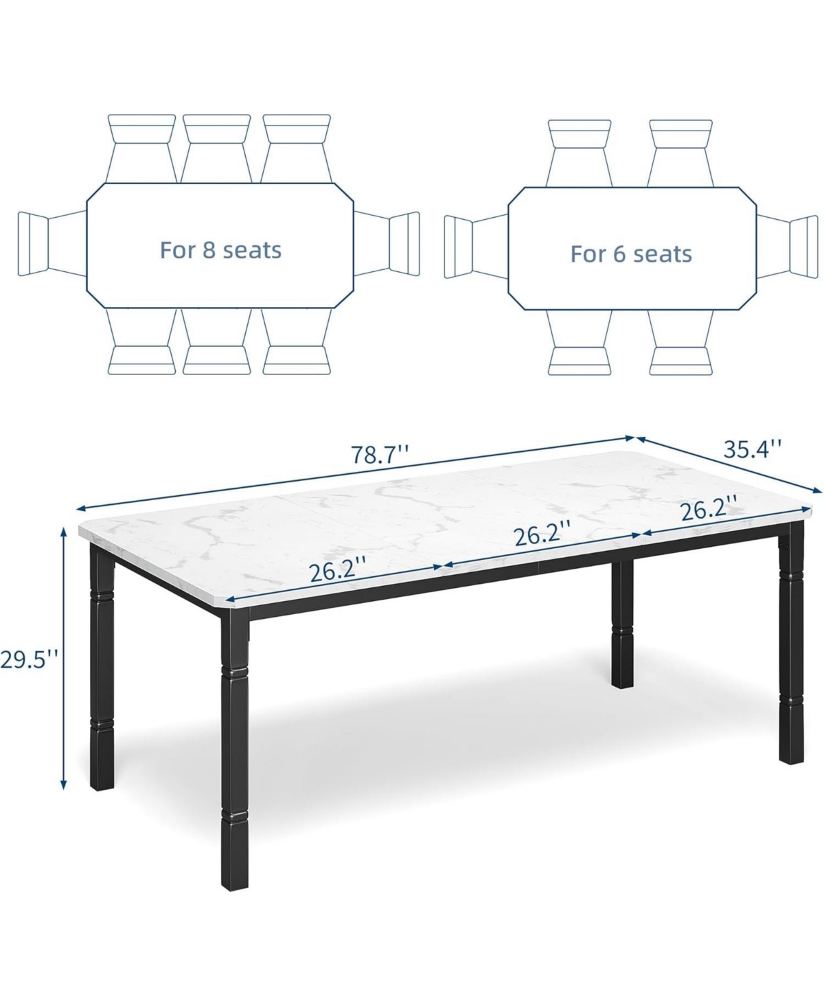 gaomon 79" Industrial Dining Table with Chamfer Corner Kitchen Table with Heavy Duty Metal Legs for Dining Room, Kitchen, Living Room