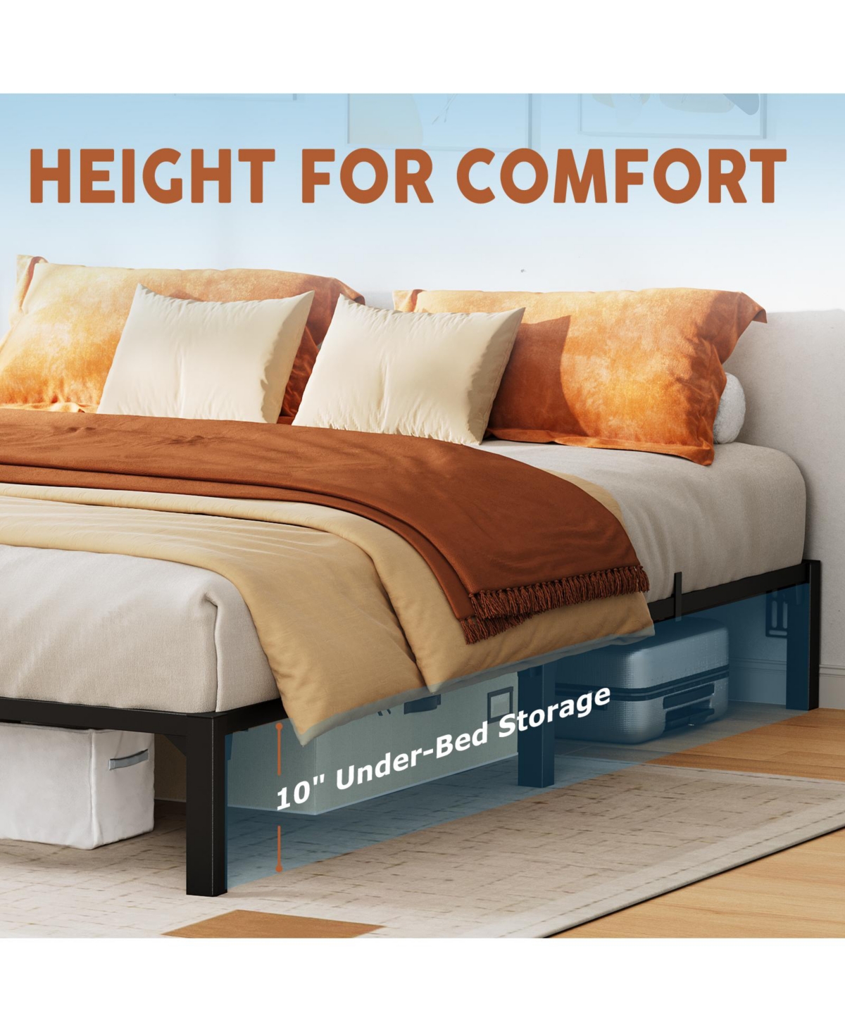 homfan 10 Inch Heavy Duty Metal Platform Bed Frame