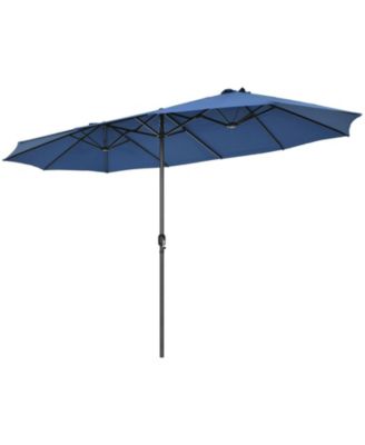 15 feet Double-Sided Patio Umbrella with Hand-Crank System and 12-Rib Frame