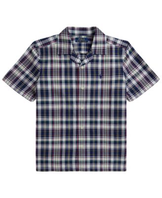 Boys' 8-20 Plaid Cotton Oxford Camp Shirt
