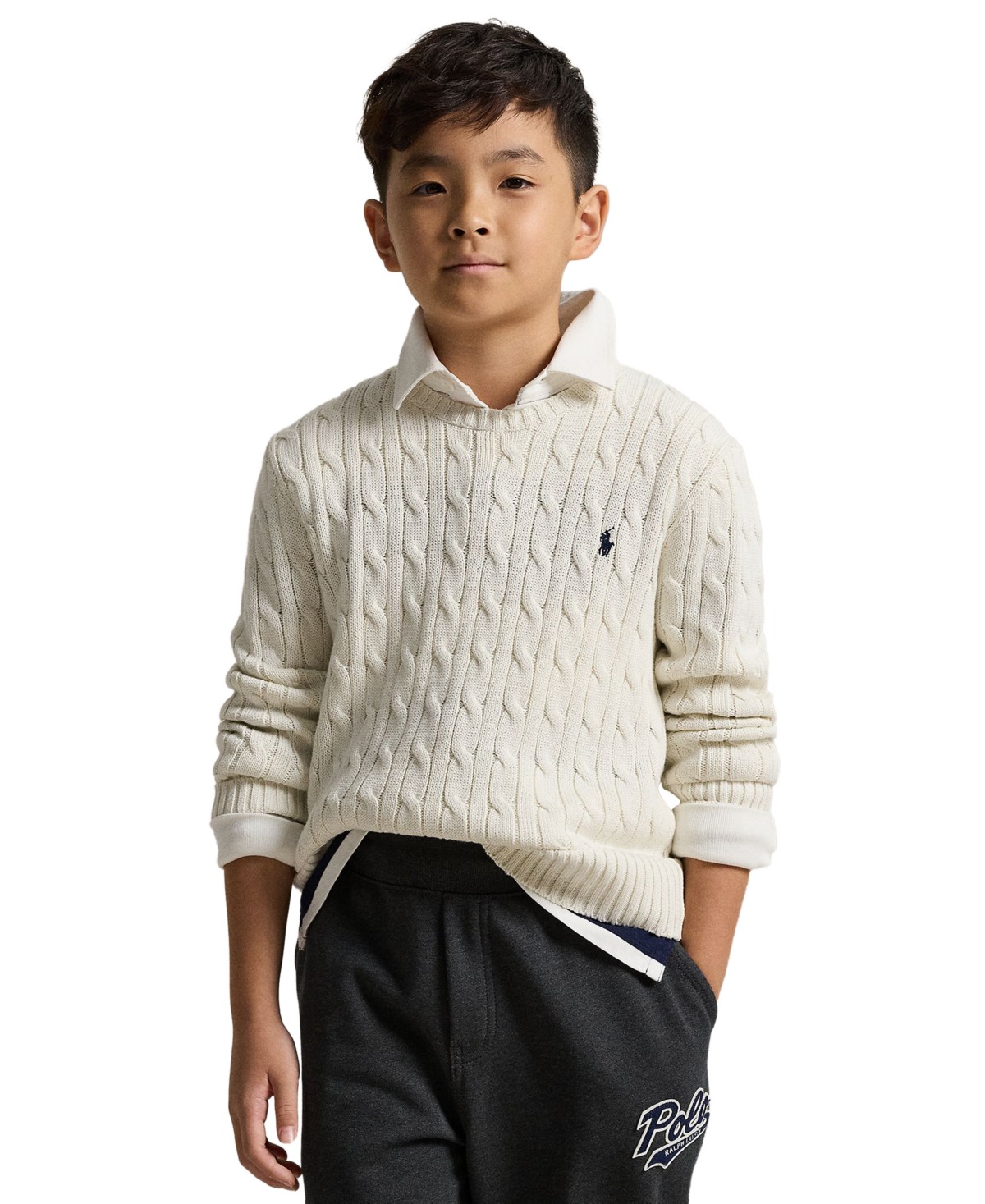Polo Ralph Lauren Boys' 8-20 Cable-Knit Cotton Sweater — фото 1