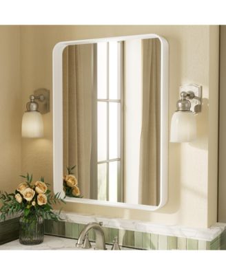 16" x 24" High-Strength Tempered Glass and Aluminum Alloy Framed Wall Decor Bathroom Vanity Mirror