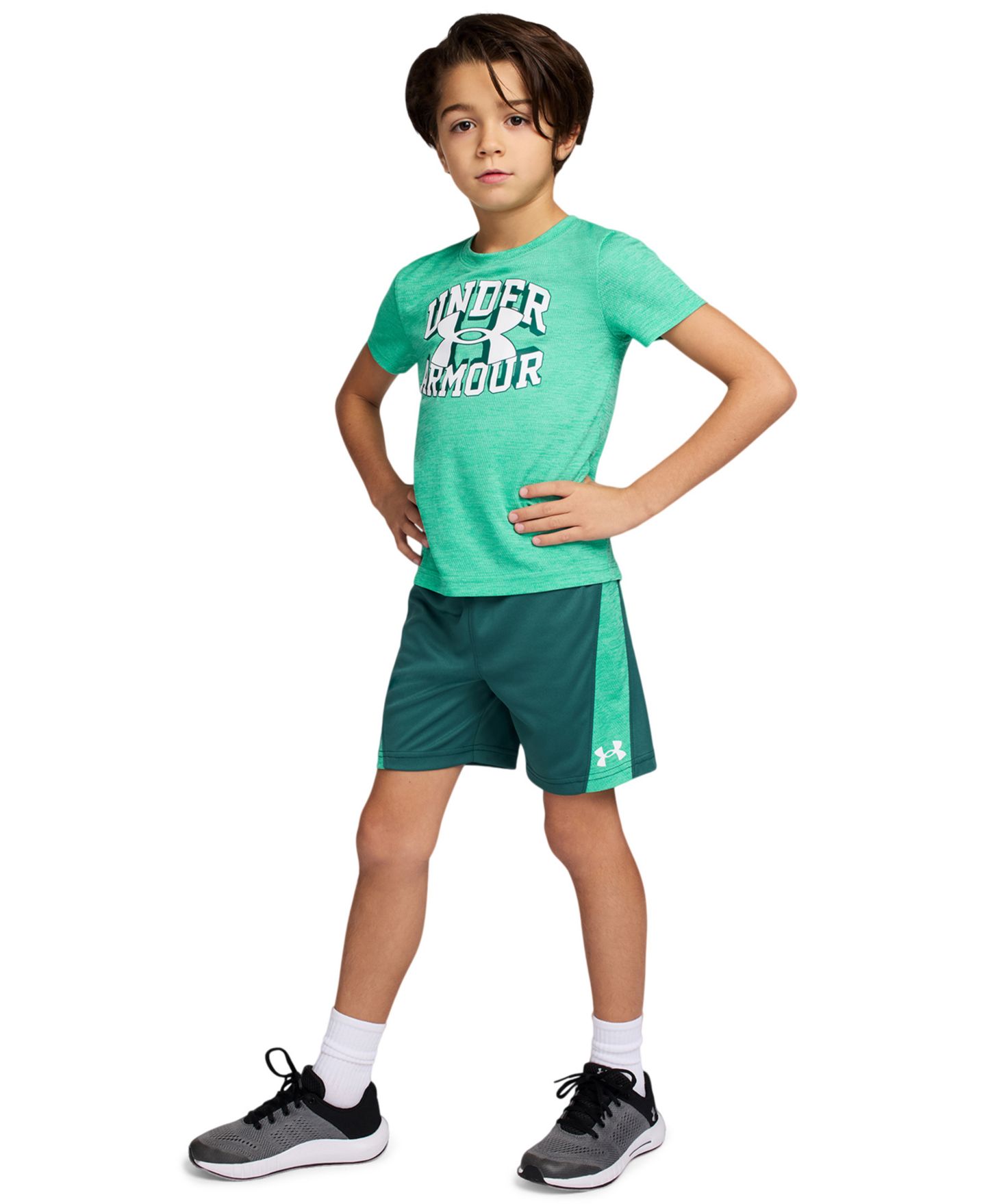 Детский комплект Under Armour: футболка и шорты, 2-7 лет, 2 предмета, цвет: Зелёный — фото 2